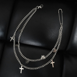 Ланцюг подвійний зі шпилькою Метелики і хрести (ch-039)