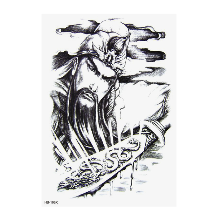 Тимчасове тату Китайський воїн з алебардою (HB-166X, 21x15 см) Тимчасове тату Китайський воїн з алебардою (HB-166X, 21x15 см)