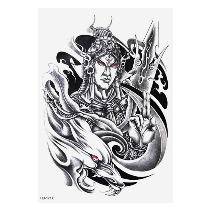 Тимчасове тату Китайський воїн з драконом (HB-171X, 21x15 см) Тимчасове тату Китайський воїн з драконом (HB-171X, 21x15 см)