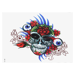 Временная тату Color flower skull (HB-245, 21x15 см)