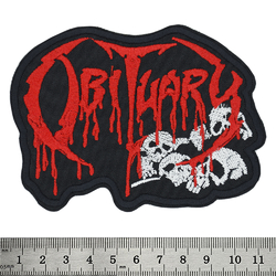 Нашивка Obituary (red logo with skull)