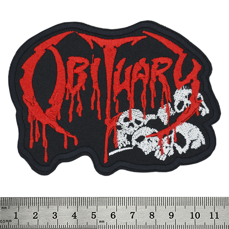 Нашивка Obituary (red logo with skull) Нашивка Obituary (red logo with skull)