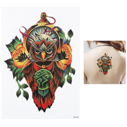 Временная тату Сова с лабиринтом (HB-259, 21x15 см)