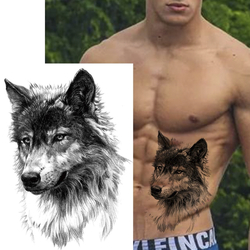 Временная тату Голова Волка (TH-107X, 21x15 см)