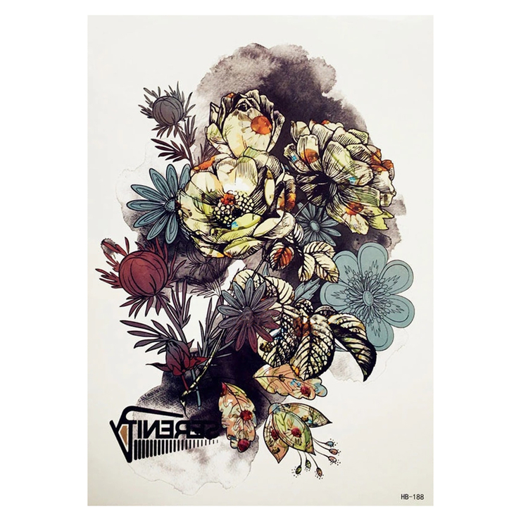 Тимчасове тату Квіти (акварель) (HB-188, 21x15 см)