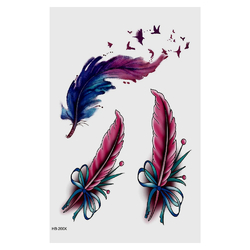 Временная тату Три пурпурных пера (HB-200X, 21x15 см)