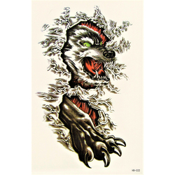 Временная тату Волк (прорыв) (HB-322, 21x15 см)