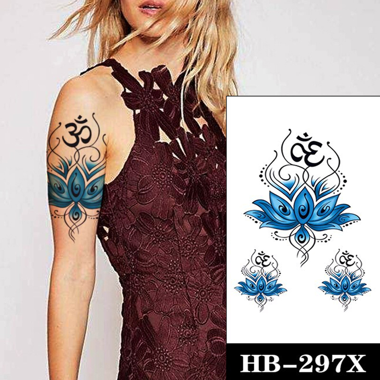 Тимчасове тату Синій лотос (Аум) 3 шт. (HB-297X, 21x15 см) Тимчасове тату Синій лотос (Аум) 3 шт. (HB-297X, 21x15 см)