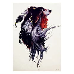 Тимчасове тату Індіанський шаман з головою вовка (HB-381, 21x15 см)