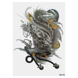 Тимчасове тату Китайський дракон з квітами (HB-178, 21x15 см)