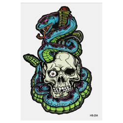 Временная тату Гремучая змея на черепе (HB-204, 21x15 см)