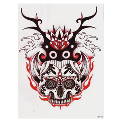 Временная тату Череп с рогами (черно-красный) (HB-216, 21x15 см)
