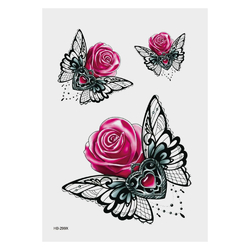 Тимчасове тату Кулон серце з крилами метелика на троянді (3 шт.) (HB-299X, 21x15 см)