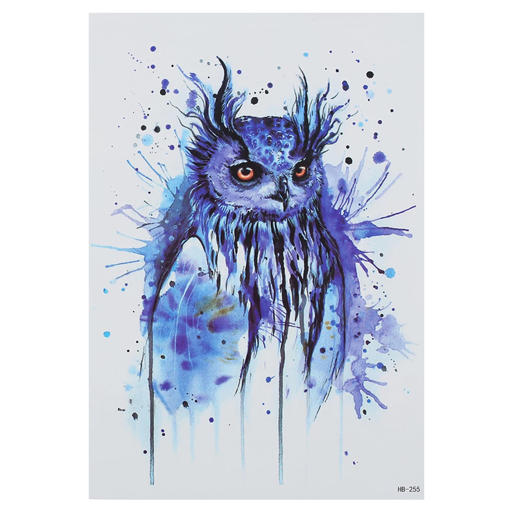 Временная тату Сова (акварель) (HB-255, 21x15 см)