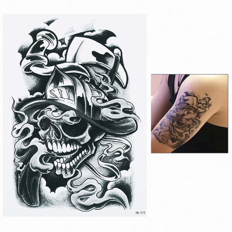 Тимчасове тату Череп (пожежний) (HB-273, 21x15 см)