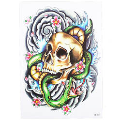 Временная тату Змея в черепе (HB-364, 21x15 см)