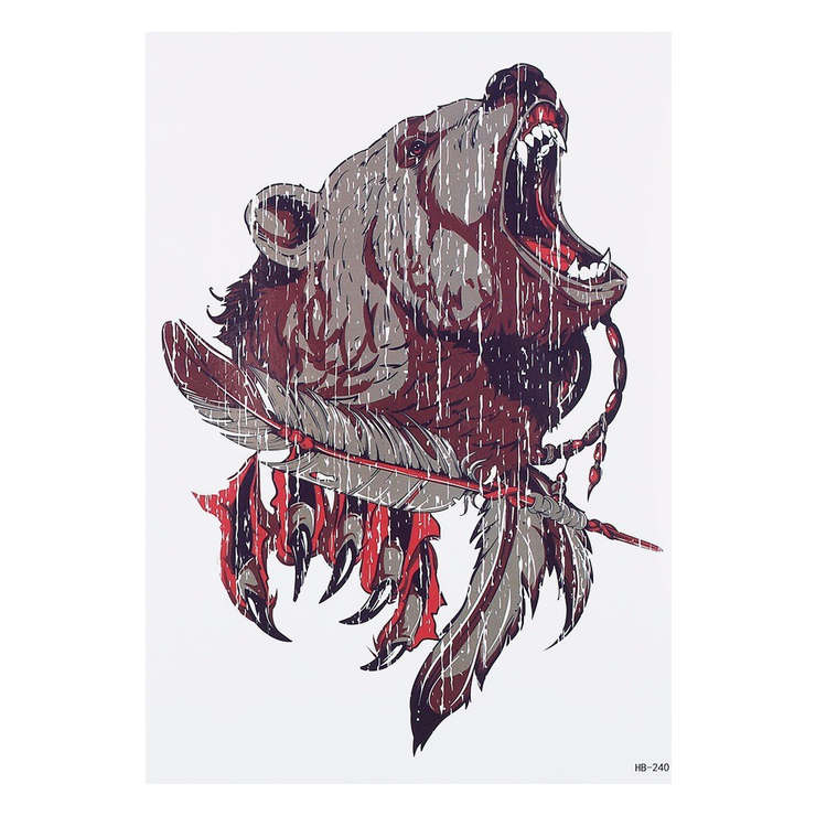 Временная тату Медведь (состаренный рисунок) (HB-240, 21x15 см)
