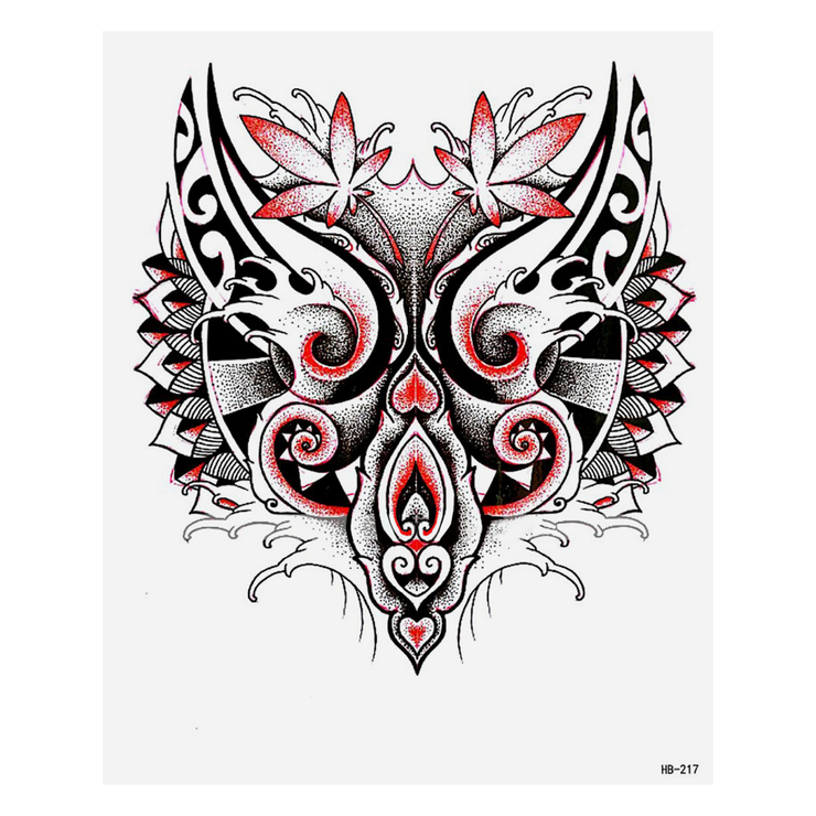 Временная тату Тотемный орнамент (красно-черный) (HB-217, 21x15 см) Временная тату Тотемный орнамент (красно-черный) (HB-217, 21x15 см)