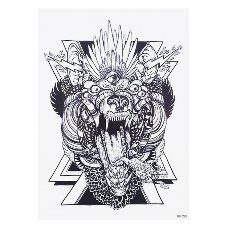 Временная тату Сюрреализм (ч/б) (HB-228, 21x15 см)