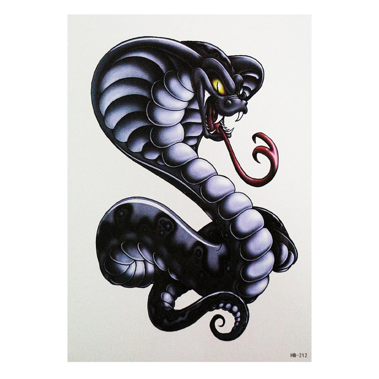 Временная тату Кобра (HB-212, 21x15 см)
