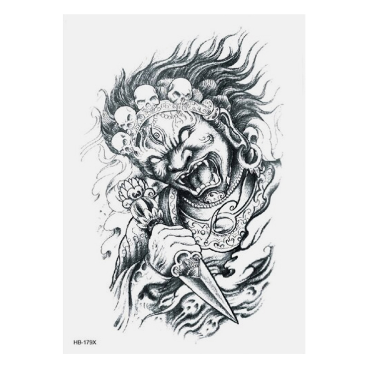 Временная тату Индийский демон (HB-179X, 21x15 см)
