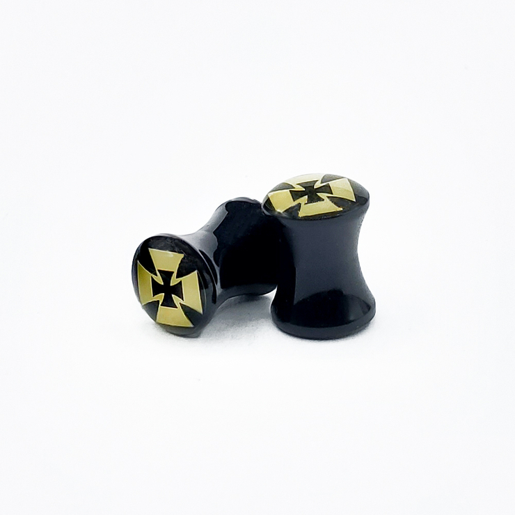 Комплект Плаг акрил чорний Залізний Хрест (5 мм, 2 шт) Комплект Плаг акрил чорний Залізний Хрест (5 мм, 2 шт)
