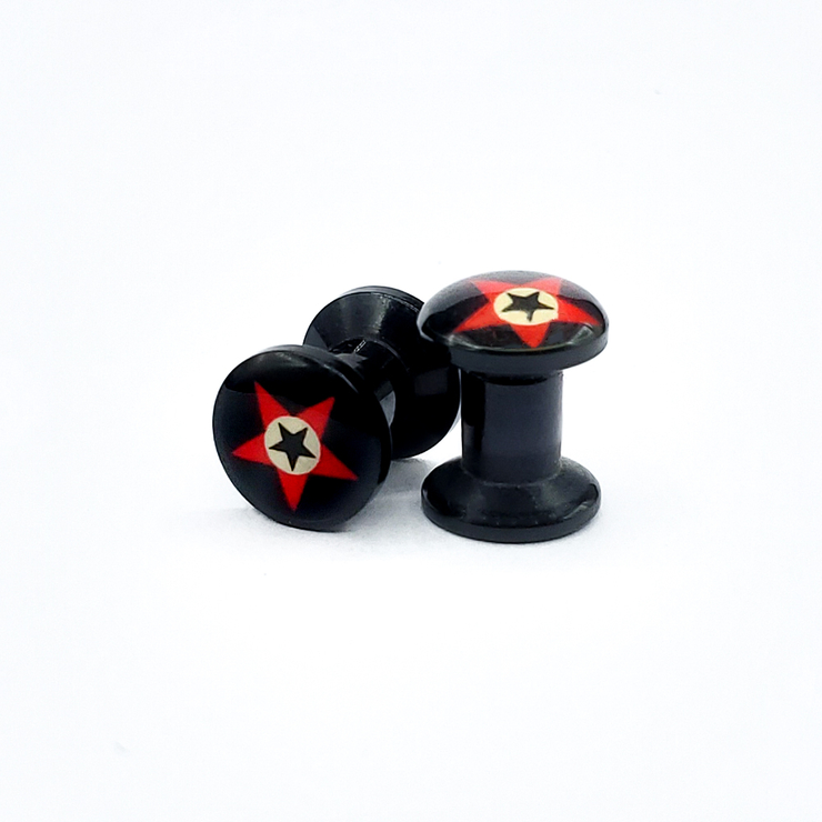 Комплект Тунель акрил чорний Зірка (5 мм, 2 шт)