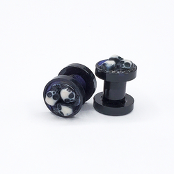 Комплект Тунель акрил чорний Три черепи (5 мм, 2 шт)