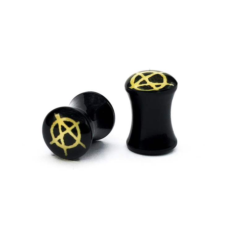 Комплект Плаг акрил чорний Анархія (6 мм, 2 шт)