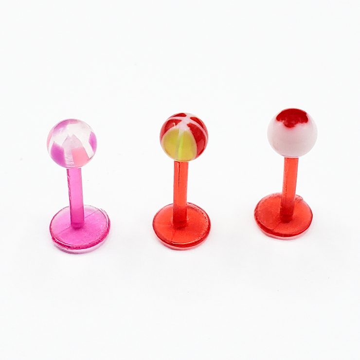 Набір №2 Лабрет акрил (3 шт., 3 кольори, довжина 8 мм, 1 мм, шар 4 мм) Набір №2 Лабрет акрил (3 шт., 3 кольори, довжина 8 мм, 1 мм, шар 4 мм)