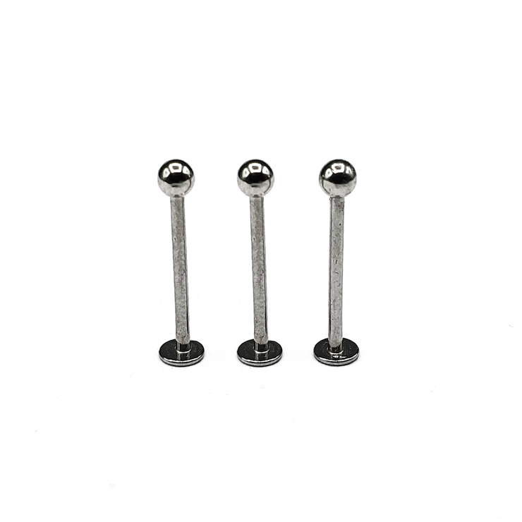 Комплект Лабрет 3 шт (мед.сталь, довжина 18 мм, шар 3 мм, штанга 1 мм)