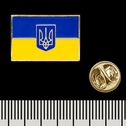 Пин (значок) прямоугольный Прапор України з Гербом (pnua-003)