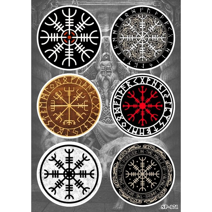Стікерпак Шолом Жаху та Рунічний Компас (Aegishjalmur, Vegvisir) SP-171