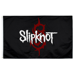 Флаг Slipknot (черный, белый логотип, красный логотип S) sfc-008