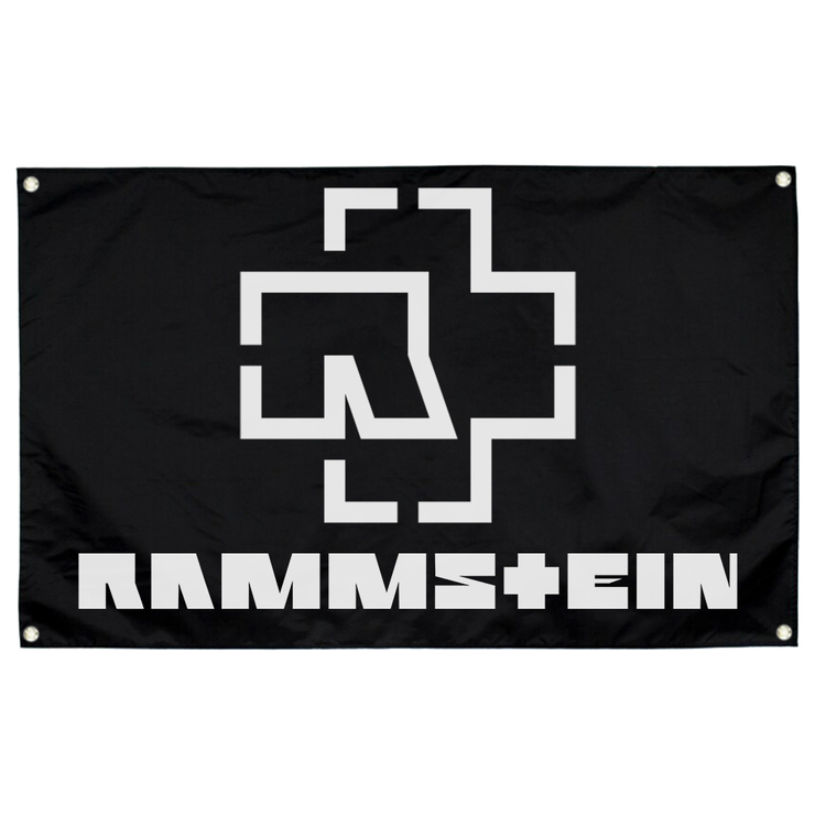 Прапор Rammstein (чорний, біле лого) sfc-007 Прапор Rammstein (чорний, біле лого) sfc-007