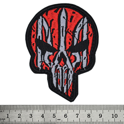 Нашивка Череп Punisher с Тризубом (красно-серый)