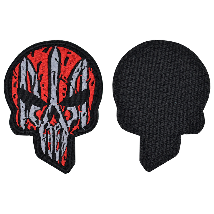 Нашивка на липучці Череп Punisher із Тризубом (червоно-сірий)
