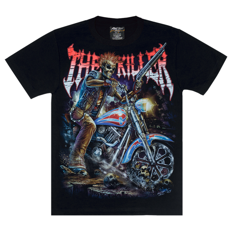 Футболка The Killer (скелет с дробовиком на мотоцикле) (светится в темноте) Футболка The Killer (скелет с дробовиком на мотоцикле) (светится в темноте)