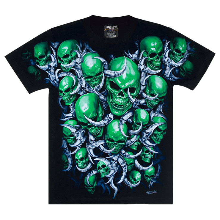 Футболка Green Skulls (светится в темноте)