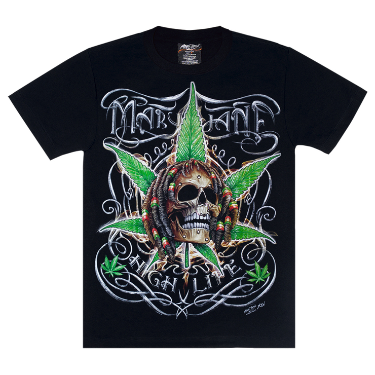 Футболка High Life (rasta skull) (3D, светится в темноте)