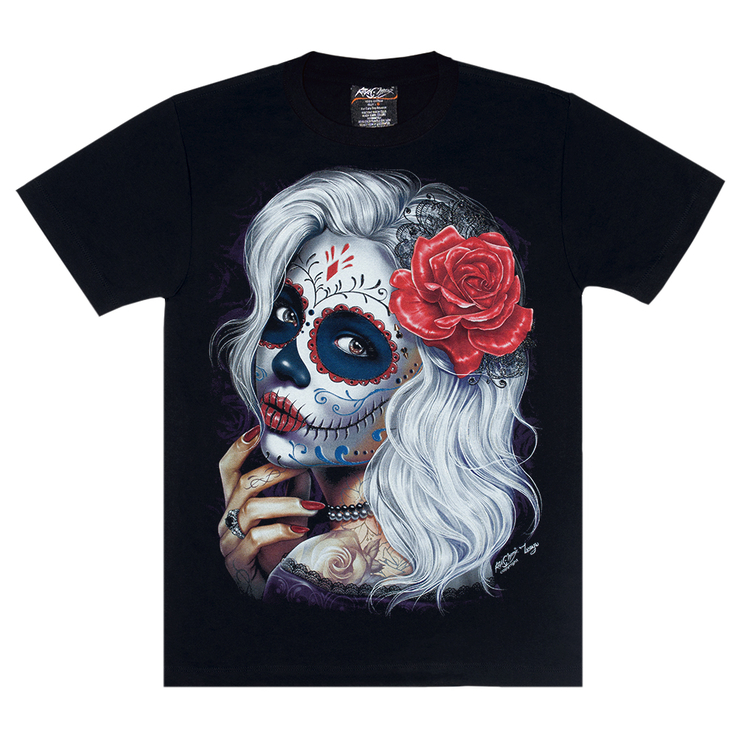 Футболка Muerte (silver hair with rose) (3D, светится в темноте) Футболка Muerte (silver hair with rose) (3D, светится в темноте)