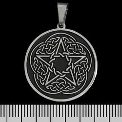 Кулон пентаграмма с плетеным узором на черном фоне (ptsb-176)