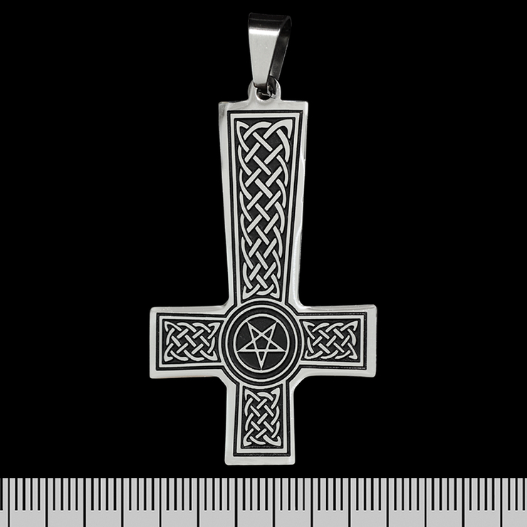 Кулон Перевернутий хрест з кельтським плетінням та пентаграмою, фігурний (ptsb-189) Кулон Перевернутий хрест з кельтським плетінням та пентаграмою, фігурний (ptsb-189)