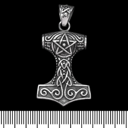 (sp-118) Кулон Молот Тора з пентаграмою (срібло, 925 проба)