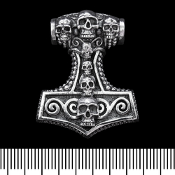 (sp-119) Кулон Молот Тора з черепами (срібло, 925 проба)
