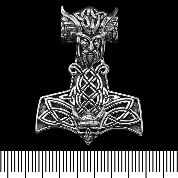 Кулон Молот Тора з Тором та черепом вікінга (срібло, 925 проба) (sp-120) Кулон Молот Тора з Тором та черепом вікінга (срібло, 925 проба) (sp-120)