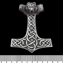 (sp-121) Кулон Молот Тора з головою лева (срібло, 925 проба) (sp-121) Кулон Молот Тора з головою лева (срібло, 925 проба)