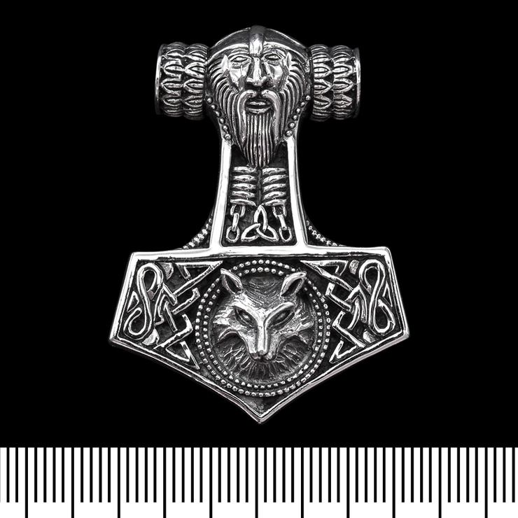 Кулон Молот Тора з Тором та головою вовка (срібло, 925 проба) (sp-123) Кулон Молот Тора з Тором та головою вовка (срібло, 925 проба) (sp-123)