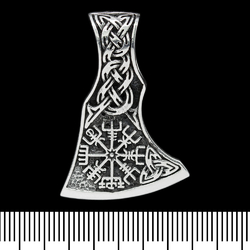 Кулон Топор Перуна с руническим компасом Вегвизирь (серебро, 925 проба) (sp-126)