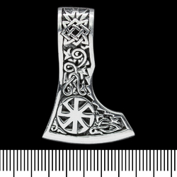 Кулон Топор Перуна с Коловоротом и Звездой Сварога (серебро, 925 проба) (sp-129)